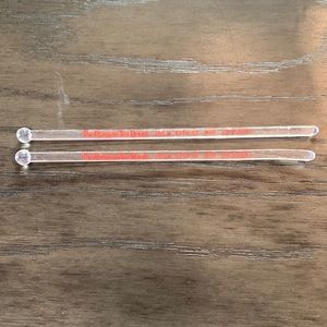 The Russian Tea Room Cocktail Stirrers, set of 2, Clear Plastic w Red Lettering